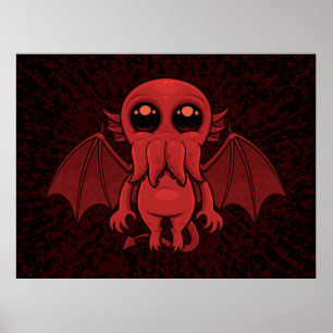 Adsible Red Cthulhu Sea Monster Poster
