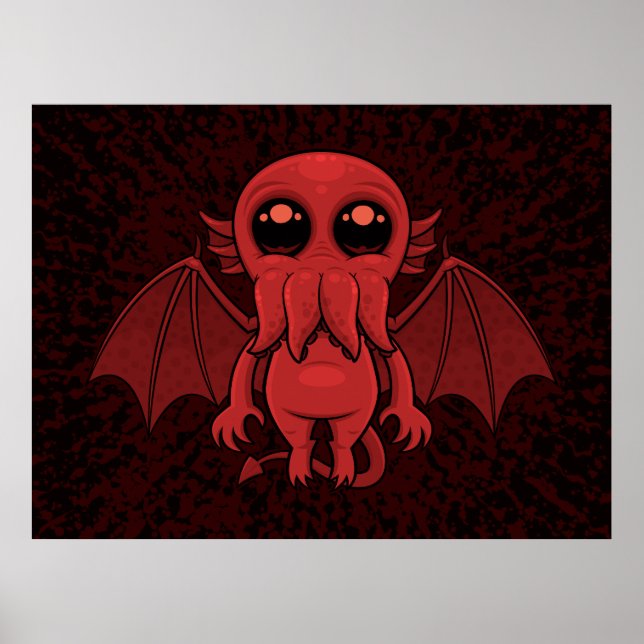 Adsible Red Cthulhu Sea Monster Poster (Framsidan)