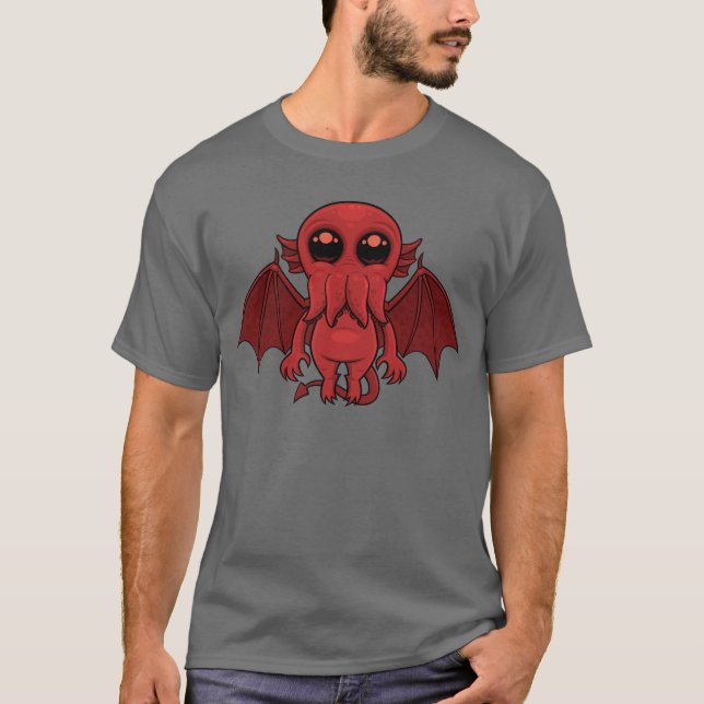 Adsible Red Cthulhu Sea Monster T Shirt (Framsida)