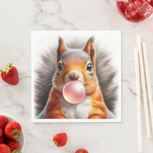 Adsible Red Squirrel Bloing Gum Nursery Pappersservett