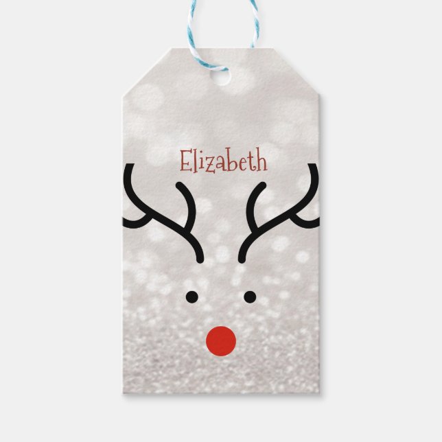 Adsible Reindeer Ansikte,Bokeh Presentetikett (Framsidan)