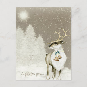 Adsible Reindeer Rustic Helgdag Gift Certificate Vykort