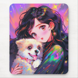 Adsible Retro Anime Girl & Hennes Hund Musmatta