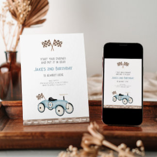 Adsible Retro Tävling bil Birthday Investigation Inbjudningar