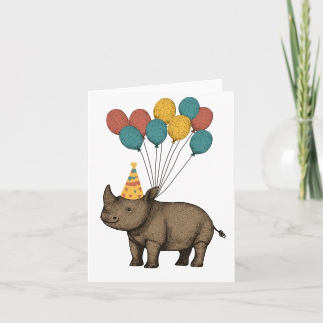 Adsible Rhino Birthday Card Kort (Framsida)