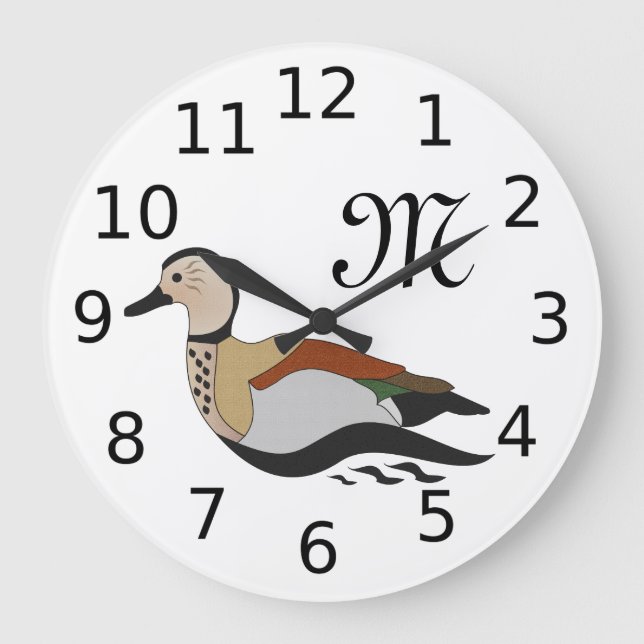 Adsible Ringed Teal Anka Swimming Stor Klocka (Framsida)