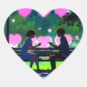 Adsible Romantic Tecknade figurer Hjärtformat Klistermärke