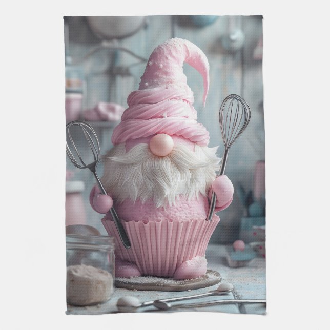 Adsible Rosa Baking Gnome Cuppie Kökshandduk (Vertikal)