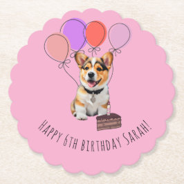 Adsible Rosa Corgi Birthday Anpassade Underlägg Papper