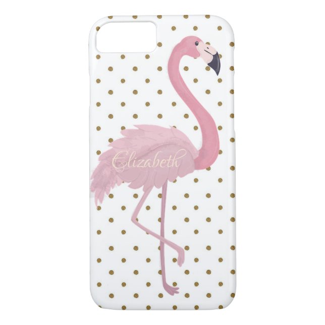 Adsible Rosa Flamingo, Polka dots-Personlig Case-Mate iPhone Skal (Baksida)