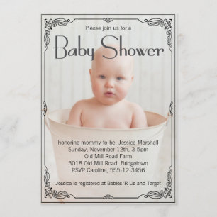 Adsible Rustic Baby Shower Inbjudningar