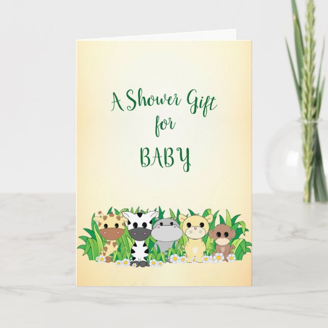 Adsible Safari Animals Baby Shower Card Kort (Framsida)