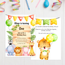 Adsible Safari Animals w/ Wooden Sign, Birthday
