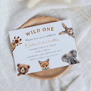 Adsible Safari Forest Animals Birthday Inbjudningar