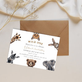 Adsible Safari forest Animals Birthday Inbjudningar