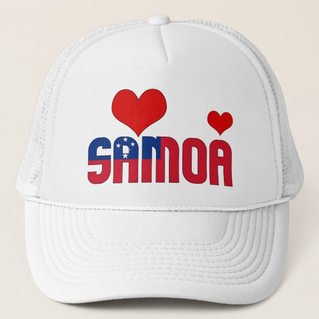 Adsible Samoa Flagga Hearts Patriotic Keps (Framsida)