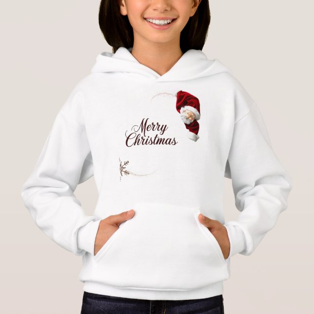 Adsible Santa God jul Girl Pullover Hoodi T Shirt (Framsida)