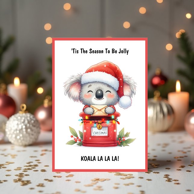 Adsible Santa Koala La La La - Aussie-julen Helgkort (Adorable Santa Koala La La La - Aussie Christmas Holiday Card)