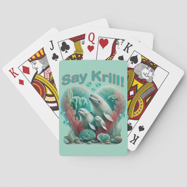 Adsible "say Krill" Whale Family Porträtt Casinokort (Baksidan)