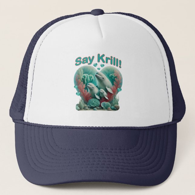 Adsible "say Krill" Whale Family Porträtt Keps (Framsida)