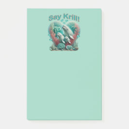 Adsible "say Krill" Whale Family Porträtt Post-it Block