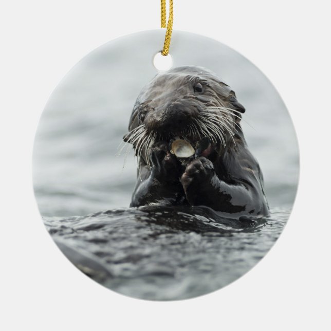 Adsible Sea Otter Julgransprydnad Keramik (Framsidan)