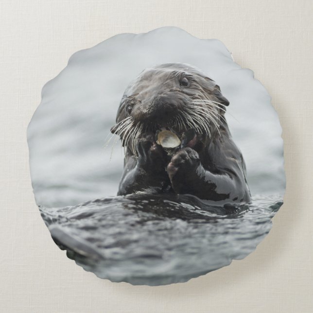 Adsible Sea Otter Rund Kudde (Baksidan)