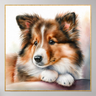 Adsible Sheepdog Puppy Artwork Poster