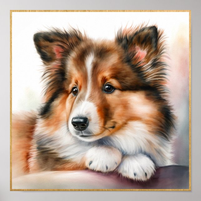 Adsible Sheepdog Puppy Artwork Poster (Framsidan)