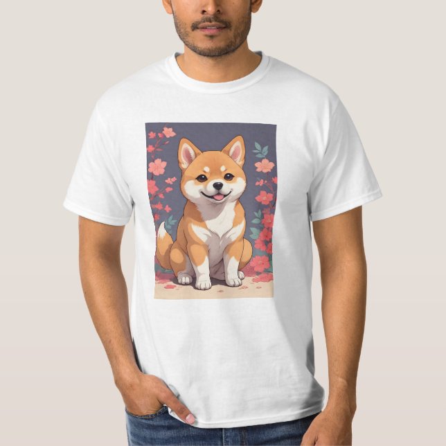 Adsible Shiba Inu T-Shirt - Perfekt för Hund älska (Framsida)