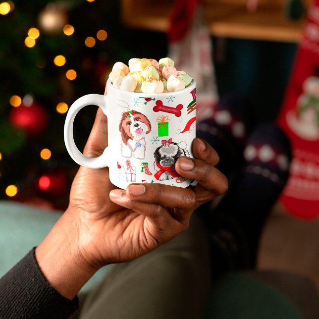 Adsible Shih Tzu jul Seamless Mönster Kaffemugg (Skapare uppladdad)