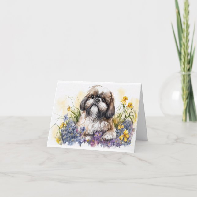 Adsible Shih Tzu Puppy Blank Greeting Card Kort (Framsida)
