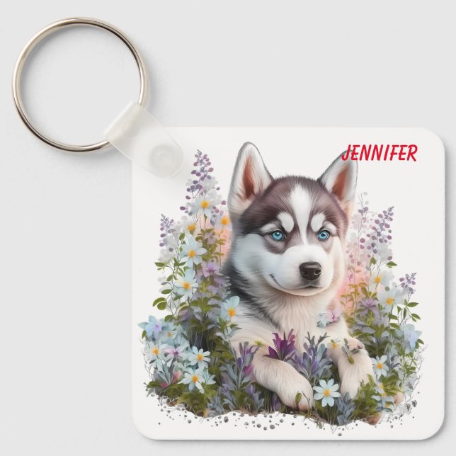 Adsible Siberian husky Puppy Hund Nyckelring (Framsida)