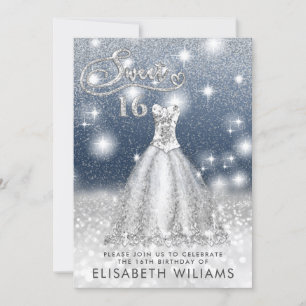 Adsible silver dress charming glittery ombre inbjudningar