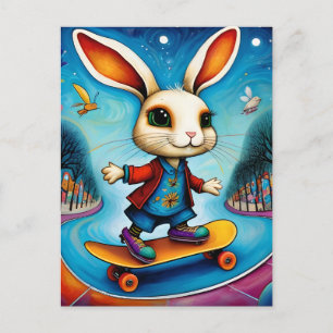 Adsible Skateboarding Rabbit Vykort