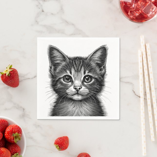 Adsible Sketch of Young Cat Pappersservett (Insitu)