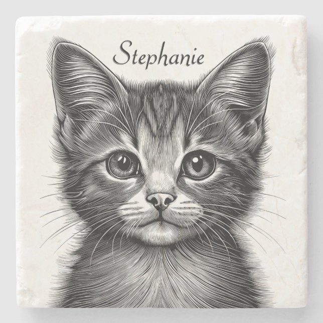 Adsible Sketch of Young Cat Stenunderlägg (Framsidan)