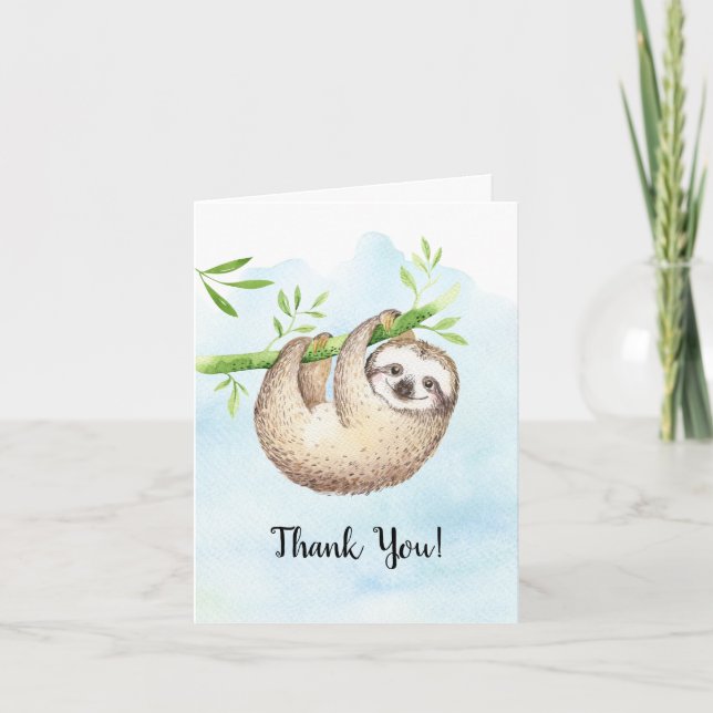 Adsible Sloth Animals Baby Shower Tackkort (Framsida)