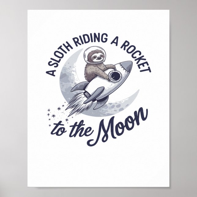 Adsible Sloth Astronaut Riding Poster (Framsidan)