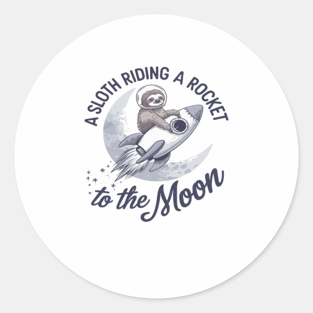Adsible Sloth Astronaut Riding Runt Klistermärke (Framsida)