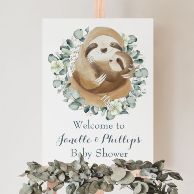 Adsible Sloth Baby Shower Eucalyptus Greenery Poster (Skapare uppladdad)