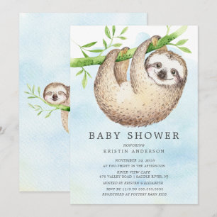 Adsible Sloth Baby Shower-inbjudan Inbjudningar