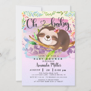 Adsible Sloth Baby Shower-inbjudan Inbjudningar