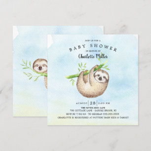 Adsible Sloth Baby Shower Inbjudningar