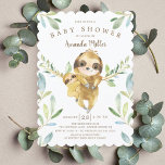 Adsible Sloth Baby Shower Inbjudningar<br><div class="desc">Söt baby med mamma inramad med naturliga löv av grönt vattenfärg. Vänd över inbjudan om du vill visa en matchande grönt löv tillbaka för en speciell beröring från extra.</div>