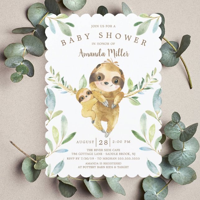 Adsible Sloth Baby Shower Inbjudningar (Skapare uppladdad)
