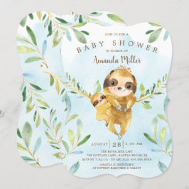 Adsible Sloth Baby Shower Inbjudningar