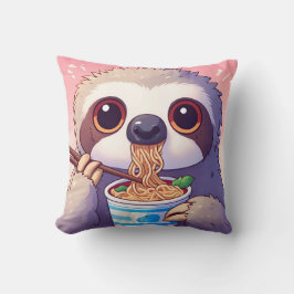 Adsible Sloth Eating Ramen Kudde