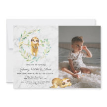 Adsible Sloth Födelsedagsfest inbjudan