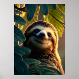 Adsible Sloth in Tropical Canopy Poster